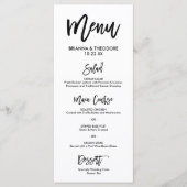 Chic Hand Letted Wedding Menu Programm (Vorderseite)