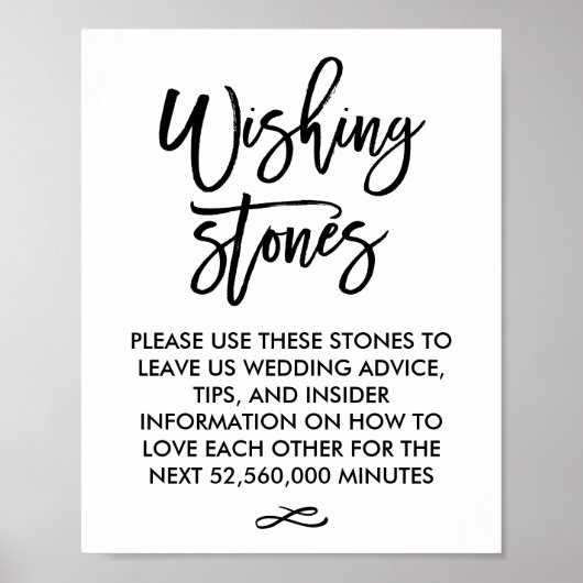Chic Hand Letted Wedding Wishing Stones Sign Poster (Vorne)