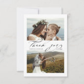 Chic Hand Letter 3 Foto Wedding Dankeskarte (Vorderseite)