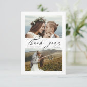 Chic Hand Letter 3 Foto Wedding Dankeskarte (Stehend Vorderseite)