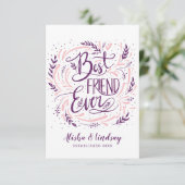 Chic Hand Letter Bester Freund je Personalisiert Dankeskarte (Stehend Vorderseite)