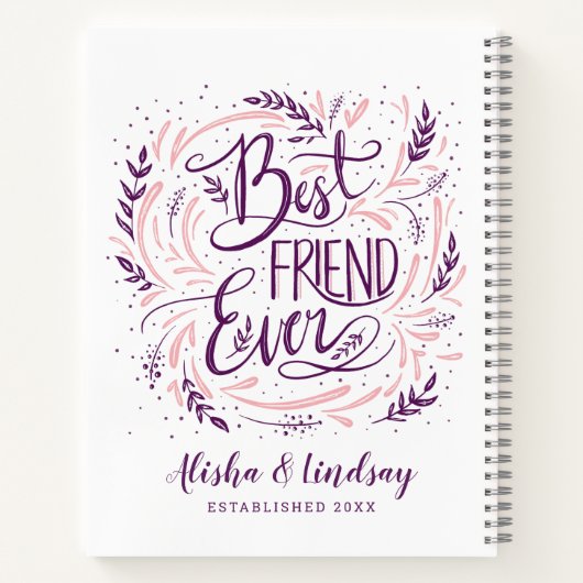 Chic Hand Letter Bester Freund je Personalisiert Notizblock (Rückseite)