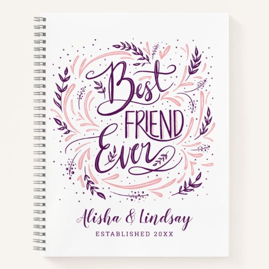 Chic Hand Letter Bester Freund je Personalisiert Notizblock (Vorderseite)