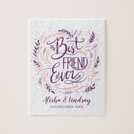 Chic Hand Letter Bester Freund je Personalisiert Puzzle (Vertikal)