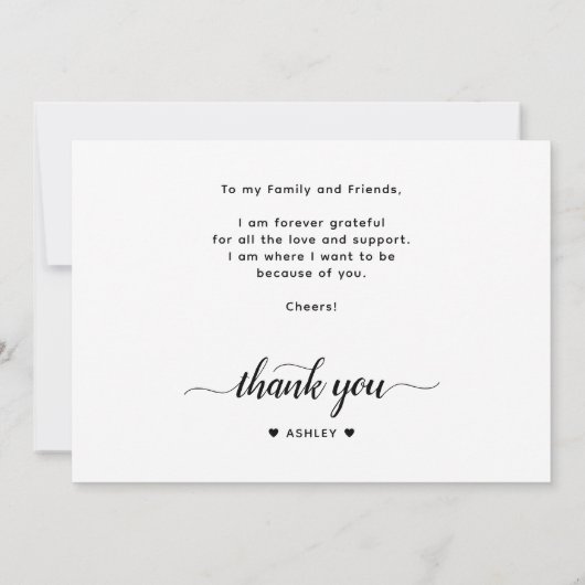 Chic Hand Letter Dankeschön Abschluss Dankeskarte (Rückseite)