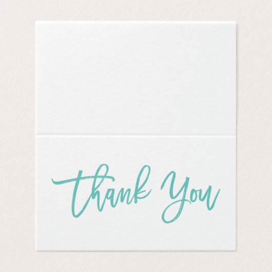 Chic Hand Letter Dankeschön Card | Aquamarin (Außenseite Aufgefaltet)