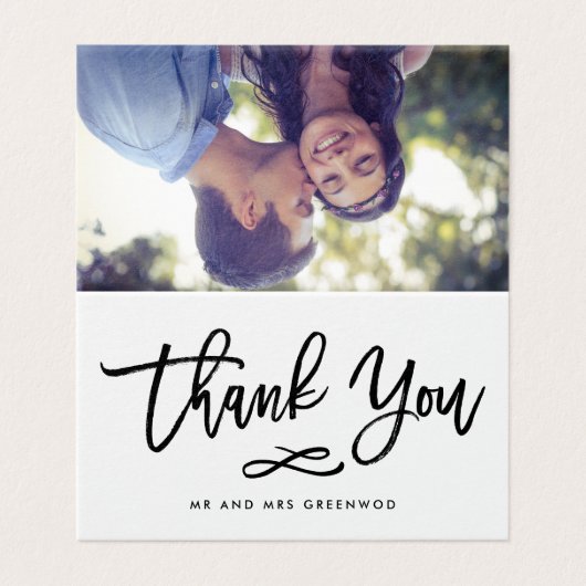 Chic Hand Letter Dankeschön Card mit Foto (Außenseite Aufgefaltet)