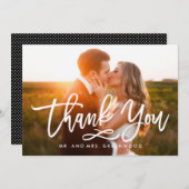 Chic Hand Letter Dankeschön Foto Dankeskarte (Vorne/Hinten)