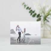 Chic Hand Letter Dankeschön Foto Postkarte (Stehend Vorderseite)