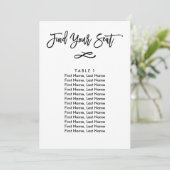 Chic Hand Letter individueller Sitzplan Einladung (Stehend Vorderseite)