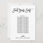 Chic Hand Letter individueller Sitzplan Einladung (Vorderseite)