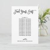 Chic Hand Letter individueller Sitzplan Einladung (Stehend Vorderseite)