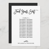 Chic Hand Letter individueller Sitzplan Einladung (Vorne/Hinten)