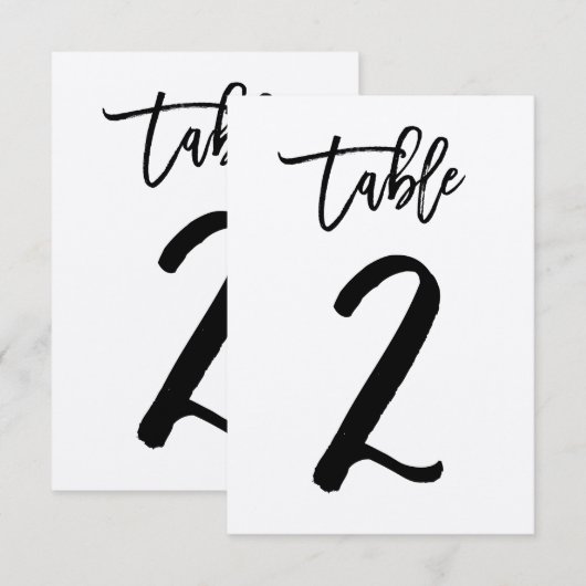 Chic Hand Letter Kraft Tischnummer Card | Tabelle  (Vorne/Hinten)