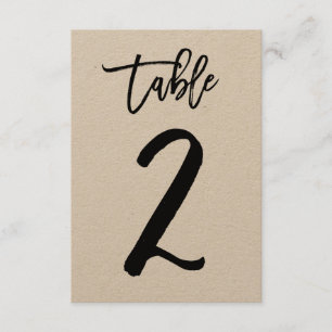 Chic Hand Letter Kraft Tischnummer Card   Tabelle