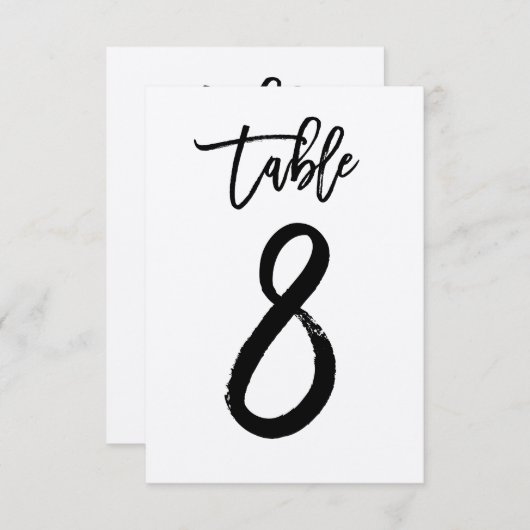 Chic Hand Letter Kraft Tischnummer Card | Tabelle (Vorne/Hinten)