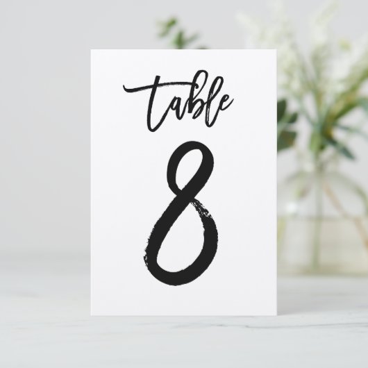 Chic Hand Letter Kraft Tischnummer Card | Tabelle (Stehend Vorderseite)