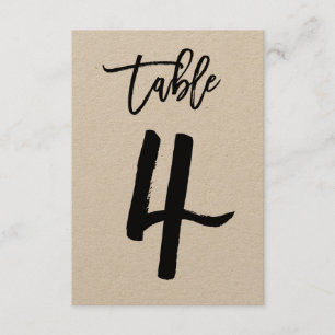 Chic Hand Letter Kraft Tischnummer Card   Tabelle