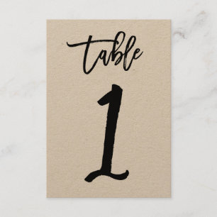 Chic Hand Letter Kraft Tischnummer Card   Tabelle