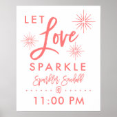 Chic Hand Letter Sparkler Sendoff-Zeichen | Korall Poster (Vorne)