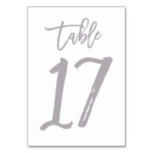 Chic Hand Letter Tischnummer Silver   Tabelle 17