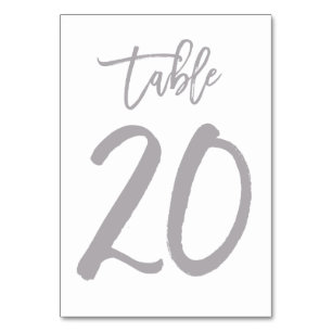 Chic Hand Letter Tischnummer Silver   Tabelle 20
