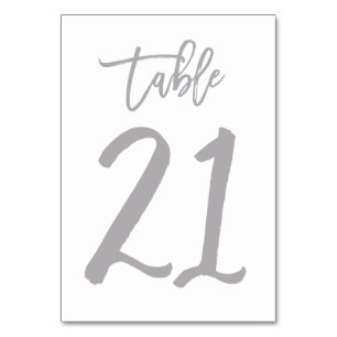 Chic Hand Letter Tischnummer Silver   Tabelle 21