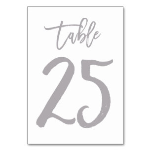 Chic Hand Letter Tischnummer Silver   Tabelle 25