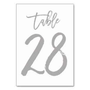 Chic Hand Letter Tischnummer Silver   Tabelle 28