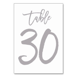 Chic Hand Letter Tischnummer Silver   Tabelle 30