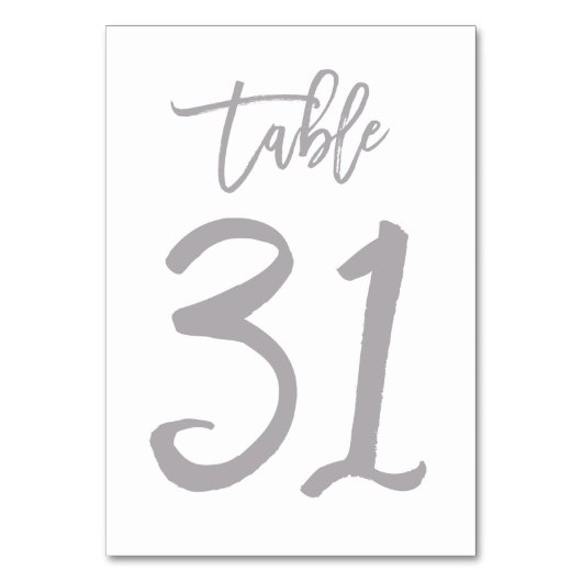 Chic Hand Letter Tischnummer Silver | Tabelle 31 (Vorderseite)