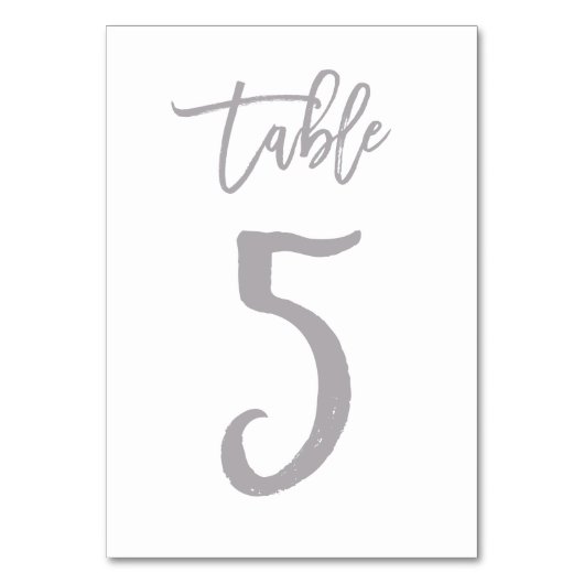 Chic Hand Letter Tischnummer Silver | Tabelle 5 (Vorderseite)