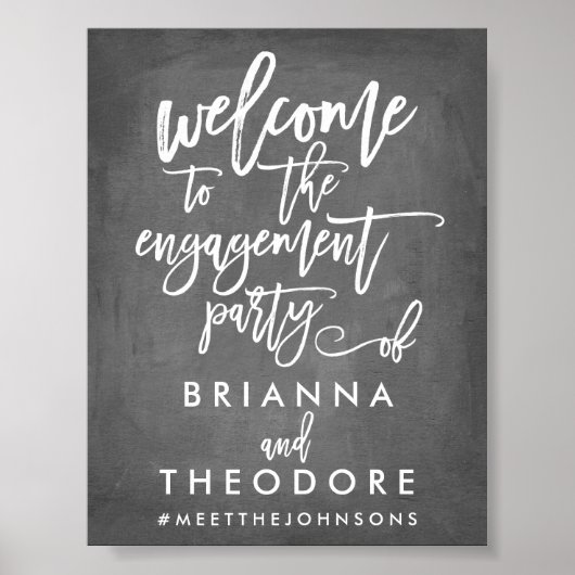 Chic Hand Letter Verlobung Willkommenszeichen Poster (Vorne)