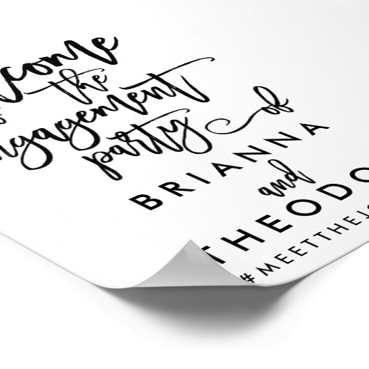 Chic Hand Letter Verlobung Willkommenszeichen Poster (Ecke)