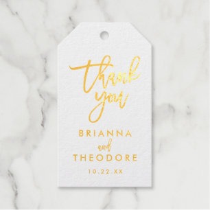 Chic Hand Letter Vielen Dank für Tag Gold Foil Geschenkanhänger
