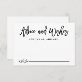 Chic Hand Letter Wedding Advice and Wish Card Hinweiskarte (Vorne/Hinten)