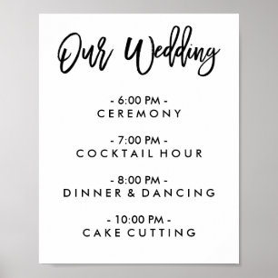 Chic Hand Letter Wedding Day of Schedule Poster