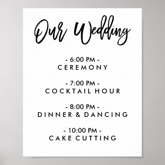 Chic Hand Letter Wedding Day of Schedule Poster (Vorne)