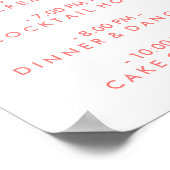 Chic Hand Letter Wedding Day of Schedule Poster (Ecke)