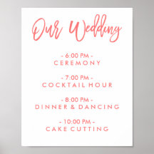 Chic Hand Letter Wedding Day of Schedule Poster