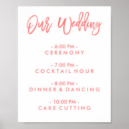 Chic Hand Letter Wedding Day of Schedule Poster