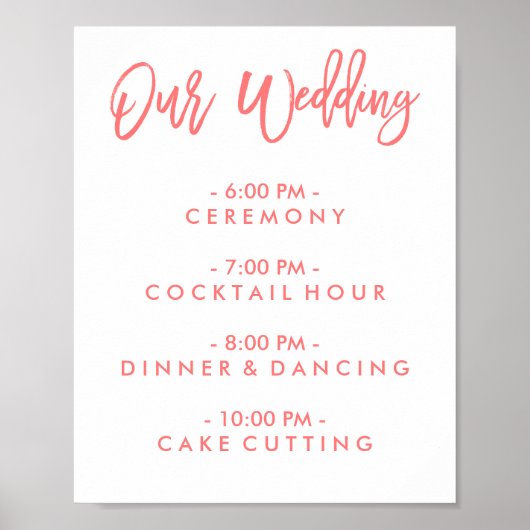 Chic Hand Letter Wedding Day of Schedule Poster (Vorne)