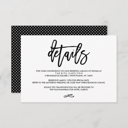 Chic Hand Letter Wedding Details Enclosure Card Begleitkarte (Vorne/Hinten)
