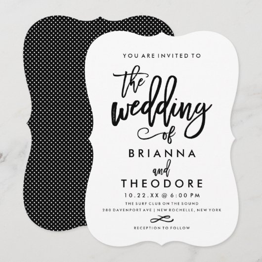 Chic Hand Letter Wedding Einladung (Vorne/Hinten)