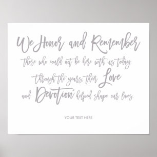Chic Hand Letter Wedding Memorial Sign Poster
