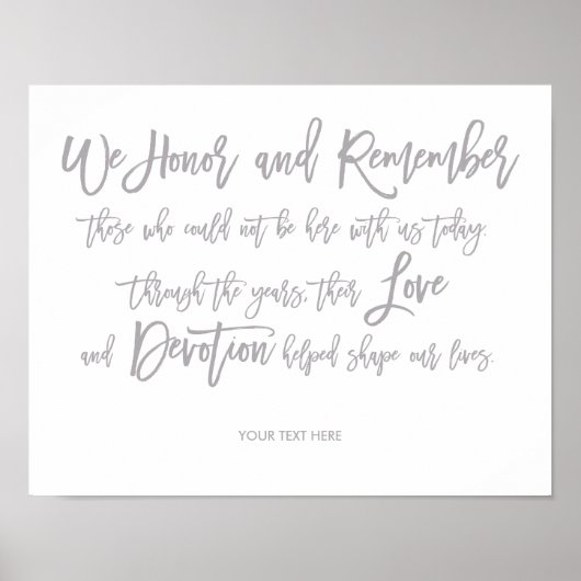 Chic Hand Letter Wedding Memorial Sign Poster (Vorne)