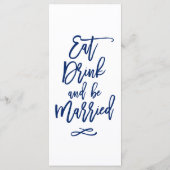 Chic Hand Letter Wedding Menu Navy Blue Menükarte (Rückseite)