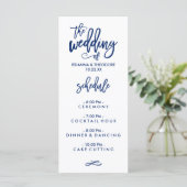 Chic Hand Letter Wedding Menu Navy Blue Menükarte (Stehend Vorderseite)