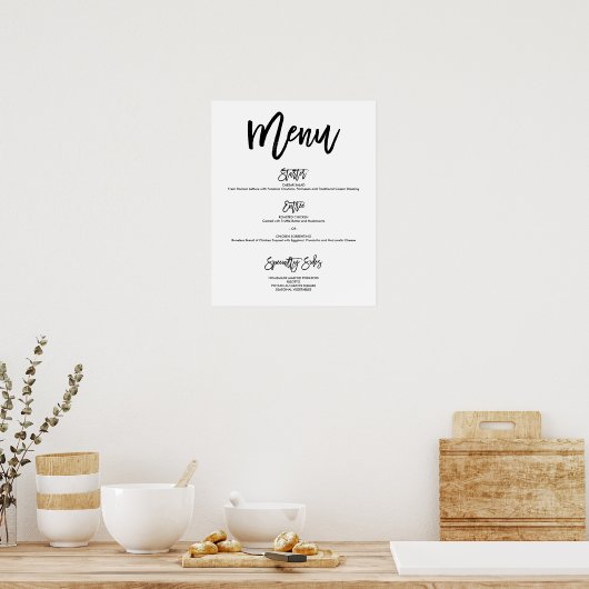 Chic Hand Letter Wedding Menu Poster (Küche)