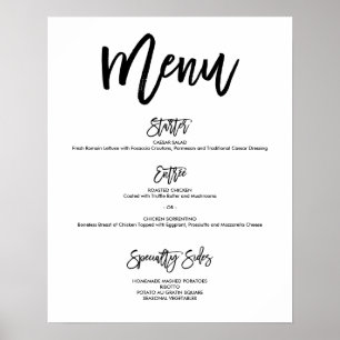 Chic Hand Letter Wedding Menu Poster